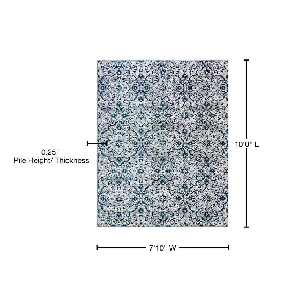 Gertmenian Blue and White Moroccan Polyester Area Rug 7'10"x10'