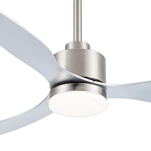 Alisio 52 in. Indoor Brushed Nickel Ceiling Fans with Light, Integrated LED 3-Reversible Silver Blades and Remote