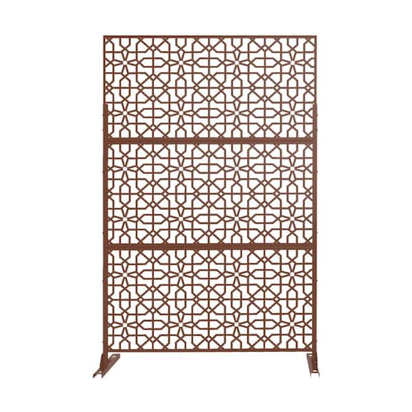 Dovelina 74.8 in. Galvanized Steel Privacy Screen Garden Fence in Brown