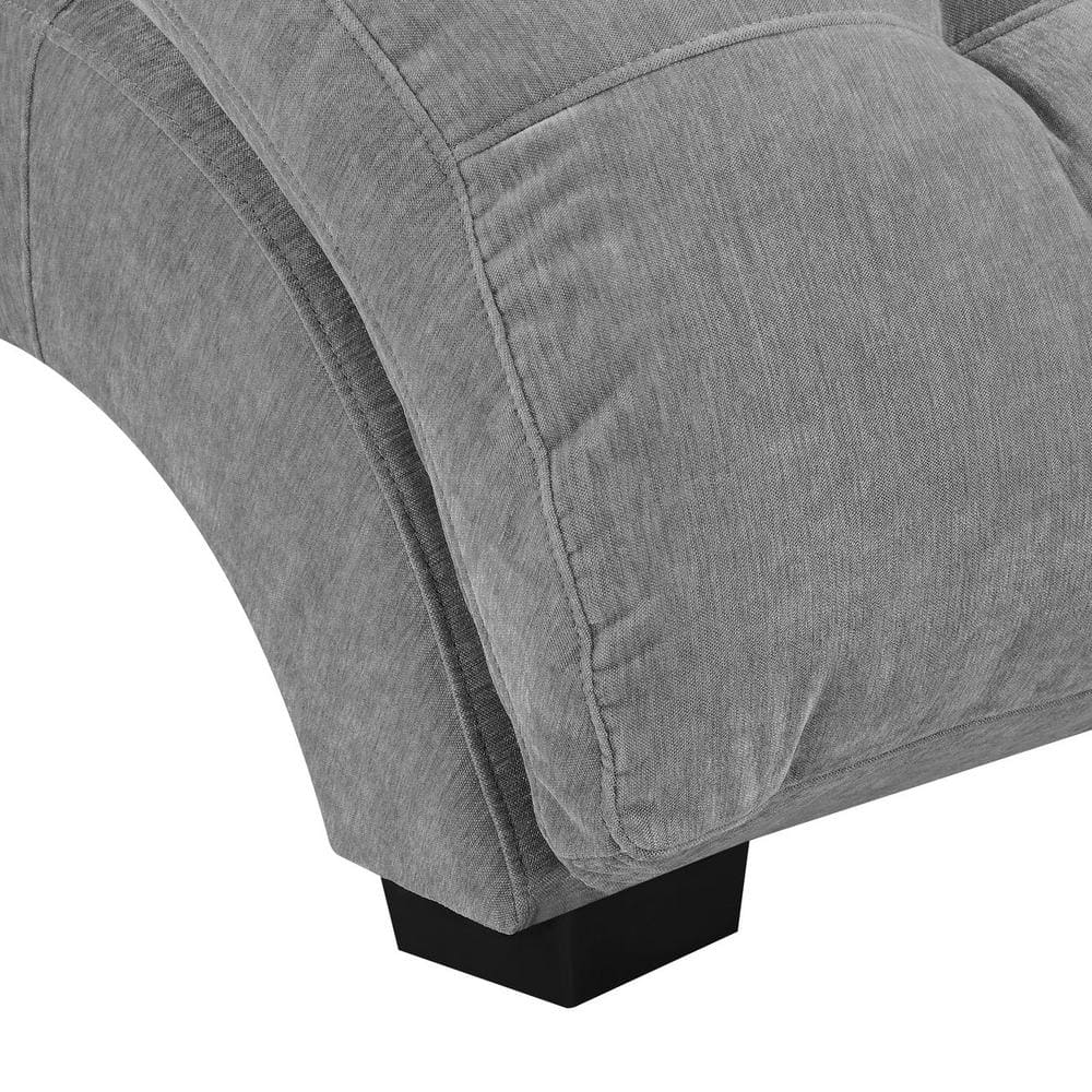 Gray Microfiber Armless Chaise Lounger with Tufted Design