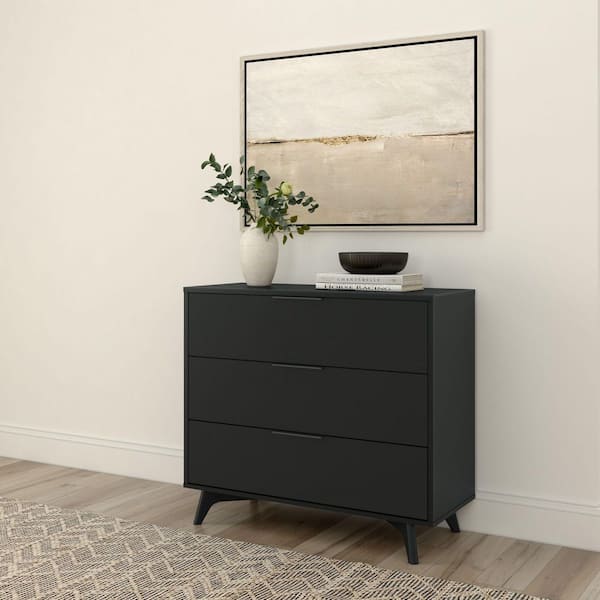 knee length dresses for ladies Contemporary Design Black Dresser 1PC 6X Drawers Faux Leather Upholstery Plywood Engineered Wood Black Bedroom Contemporary,Modern Wood main image 1