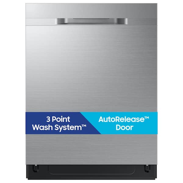 24 in. 48 dBA Top-control Built-in Tall Tub Dishwasher in Stainless Steel with 3 Point Wash & AutoRelease Door Drying