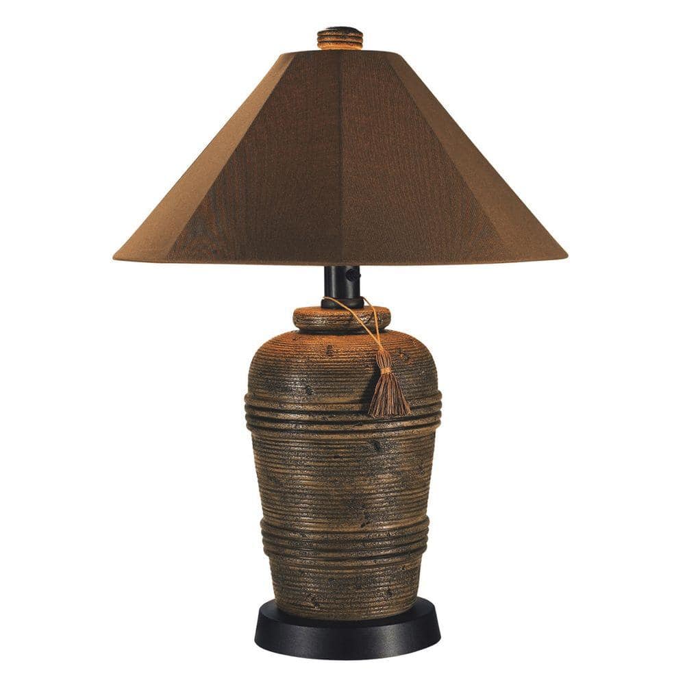 Patio Living Concepts Canyon 345 In Cocoa Outdoor Table Lamp With Sunbrella Shade 50910 The Home Depot