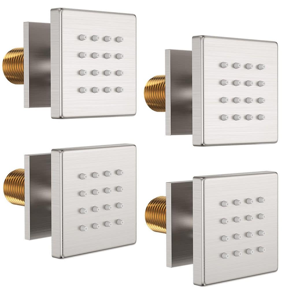Square 2 in. 4-Jet Shower Body Sprayer in Brushed Nickel with 360° Adjustable High-Pressure Hydrotherapy Jets price history on PriceWatchPro