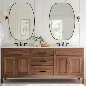 24 in. W x 36 in. H Black Oval Wall Mirror Aluminum Frame Vanity Mirror Bathroom Mirror