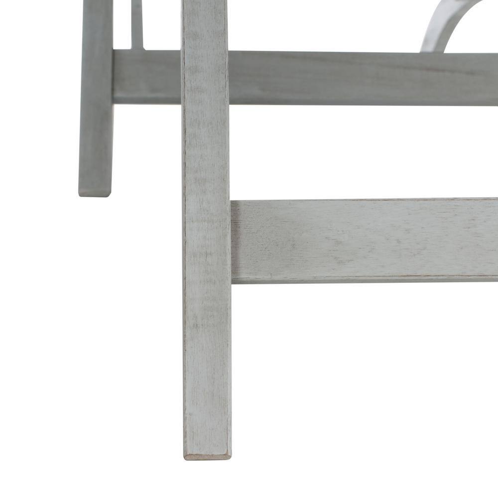 Ocean Liner Inspired 48" Grey Acacia Wood Chaise Lounge with Beige Cushion
