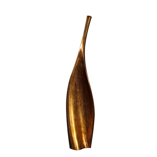 Unbranded Striped Gold Lacquered Contemporary Medium Decorative Vase