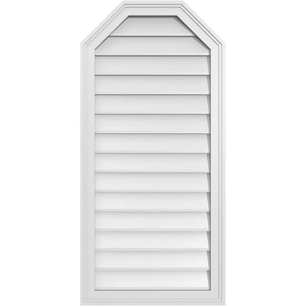 Ekena Millwork 20 in. x 42 in. Octagonal Top Surface Mount PVC Gable Vent: Decorative with Brickmould Frame