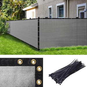 4 ft. H x 12 ft. W Gray Fence Outdoor Privacy Screen with Black Edge Bindings and Grommets