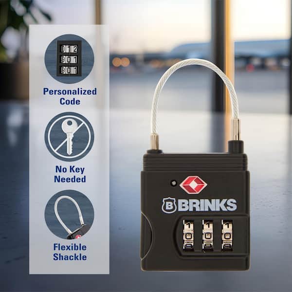 Brinks 25 mm Combination Padlock TSA Lock with Cable 175