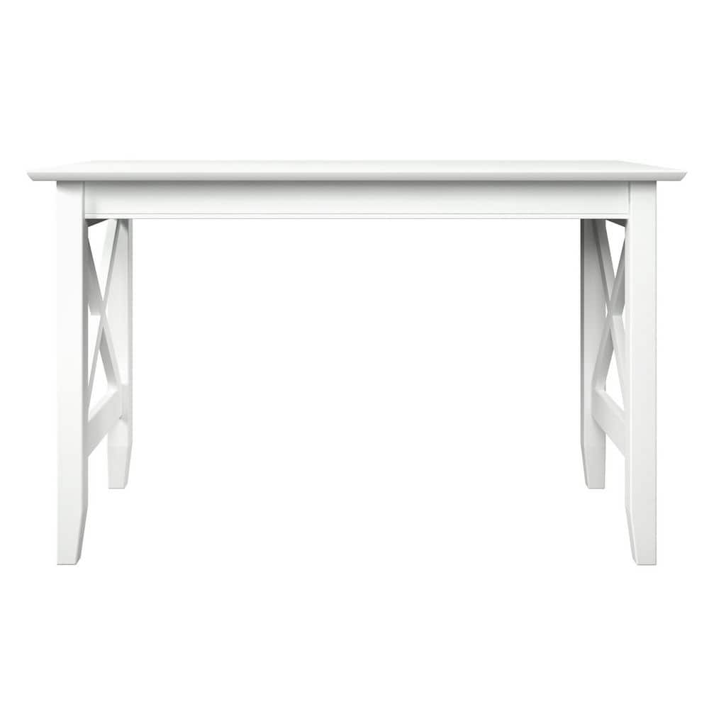 Crossed Design Solid Hardwood White Writing Desk with Drawer