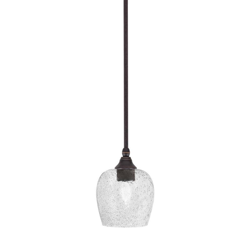 Sparta 100-Watt 1-Light Dark Granite Shaded Pendant Light with Smoke Bubble