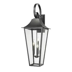 Gannon 44 in. Black Outdoor Hardwired Wall Sconce with no bulbs included