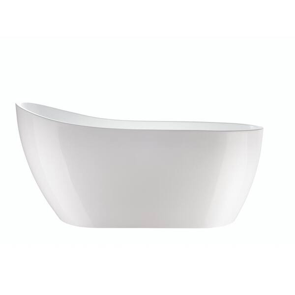 Vanity Art Clermont 59 in. Acrylic Freestanding Flatbottom Bathtub in White/Matte Black