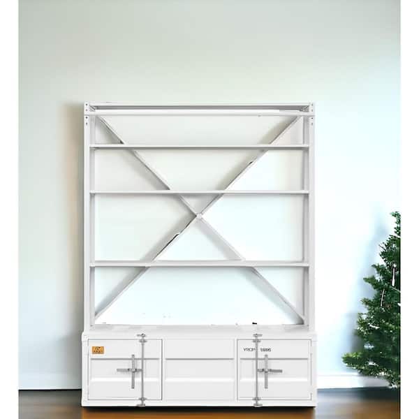 HomeRoots 83 in. Tall White Engineered Wood 3 Shelf Standard Bookcase