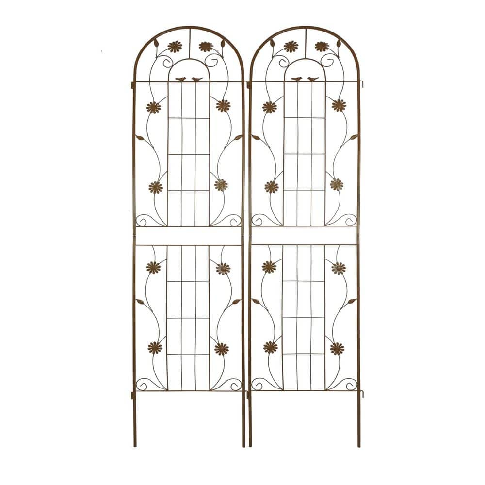 2-Pack 86.7 in. x 19.7 in. Outdoor Brown Metal Garden Trellis, Rustproof Tr