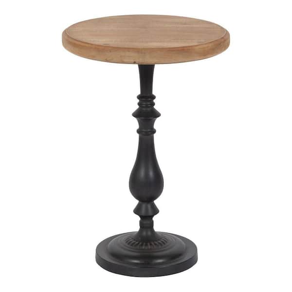 Kate and Laurel Wigley 18 in. W. Brown and Black Farmhouse Wood End Table