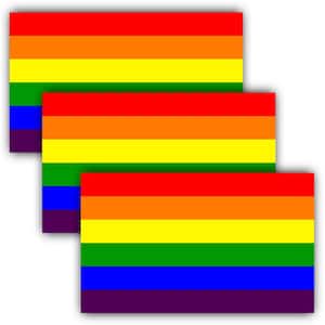 5 in. x 3 in. LGBT Pride Decal Rainbow Flag Lesbian Gay Bisexual Transgender Pride Reflective Car Stickers (3-Pack)