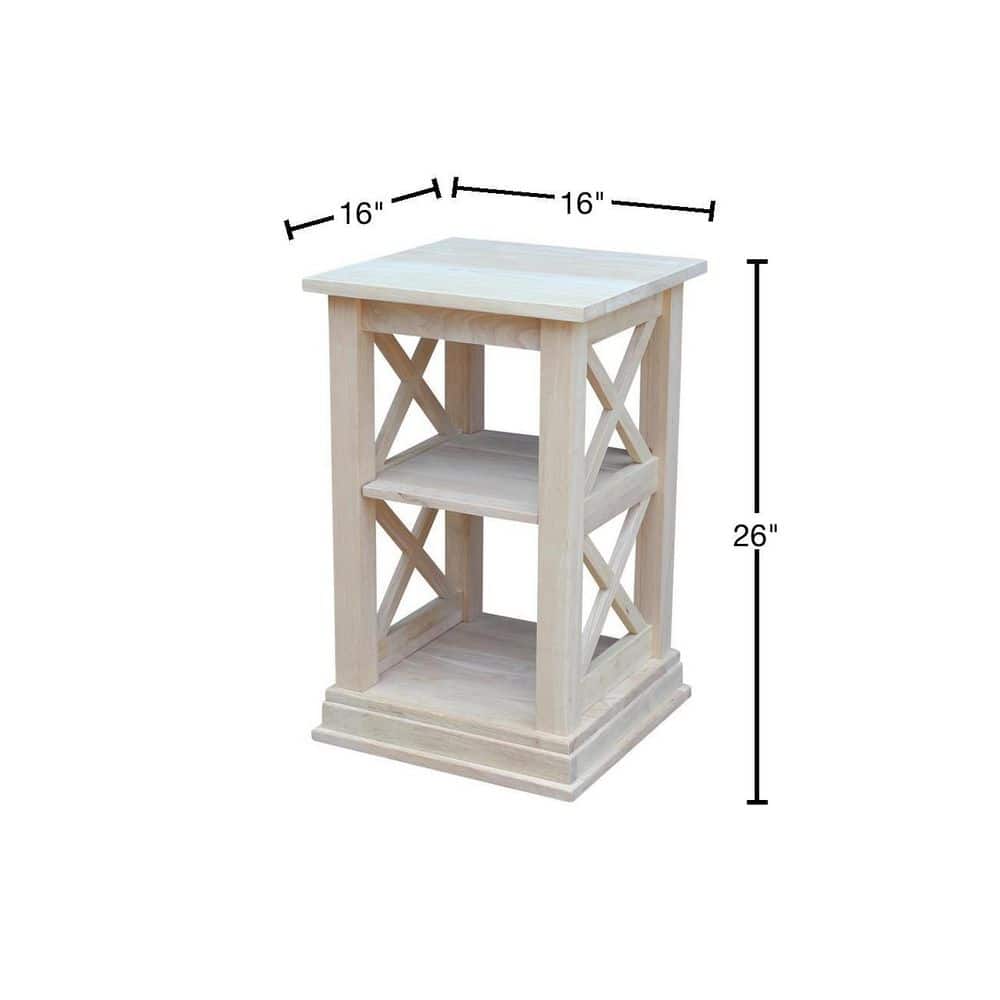 White Rubberwood Classic Accent Table with Shelves