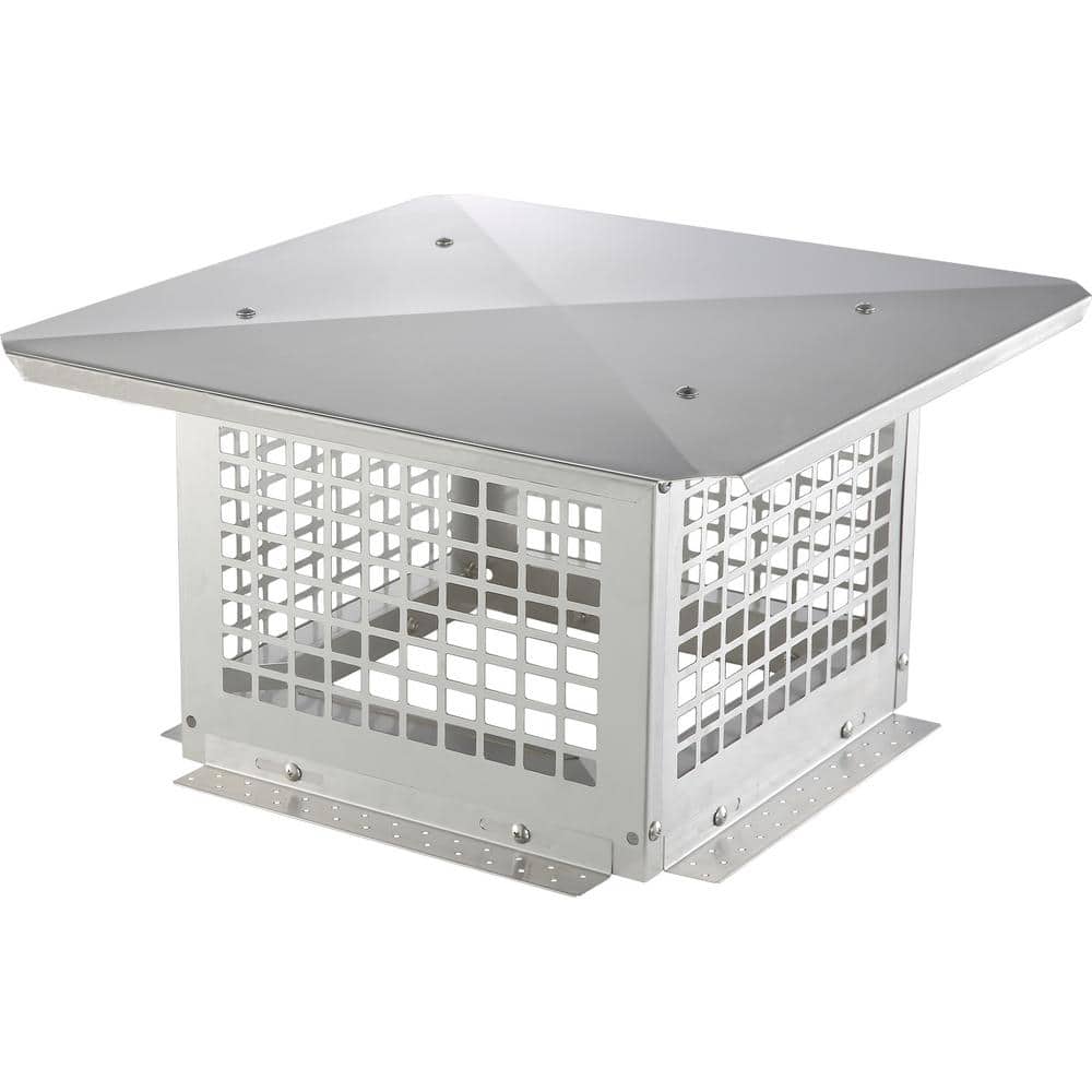 Stainless Steel Square Chimney Cap with Mesh Cover, 12" x 12"