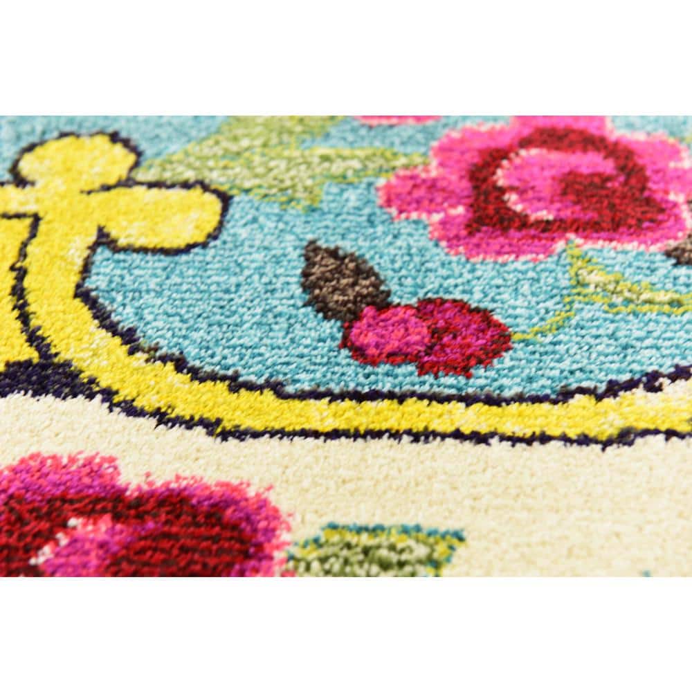 8' x 10' Blue Multi-Color Synthetic Bohemian Area Rug