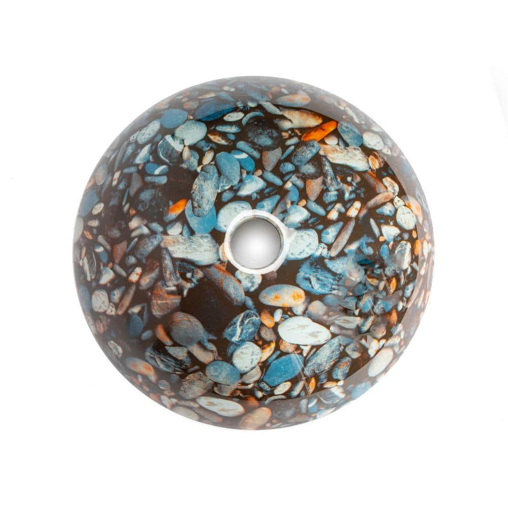 Natural Pebble Pattern Circular Glass Vessel Sink