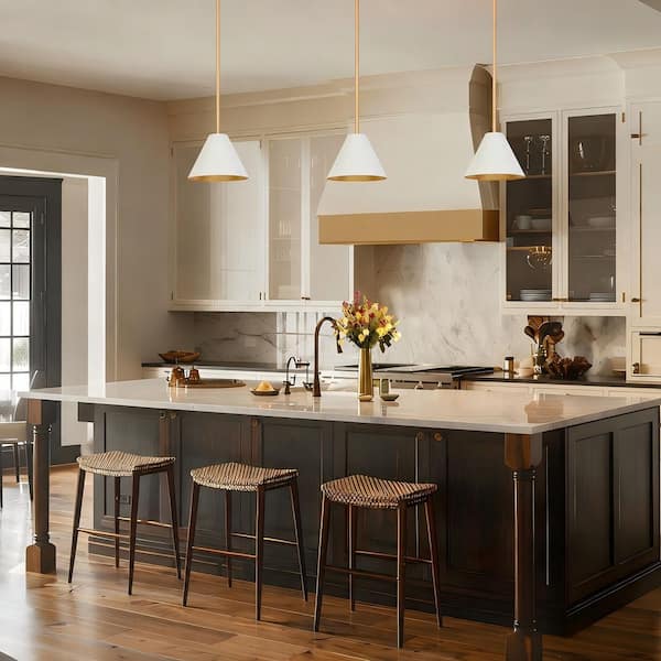 Zevni Mid-Century Modern 9.8 in. 1-Light Gold Kitchen Island