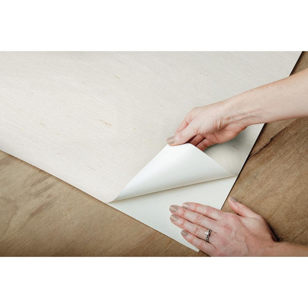 White Self-Adhesive Grasscloth Peel and Stick Wallpaper
