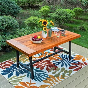 Black Rectangular Wood Patio Outdoor Dining Table