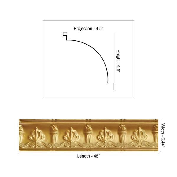 FROM PLAIN TO BEAUTIFUL IN HOURS Moonlit Seashore 0.012 in. x 6.44 in. x 48 in. Metal Bed Moulding Nail-up Tin Cornice in Lincoln Copper (24 Ln.ft./Pack)