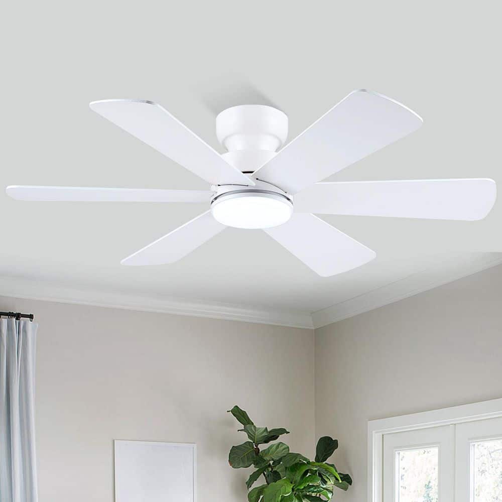 46 in. Indoor/Outdoor Flush Mount White Ceiling Fan with Dimmable 3 Color LED Light and Remote/APP Control price history on PriceWatchPro