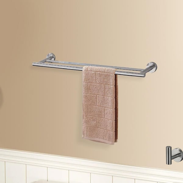 1-Pack 23.6 in. Wall Mounted Towel Bar in Brushed Nickel