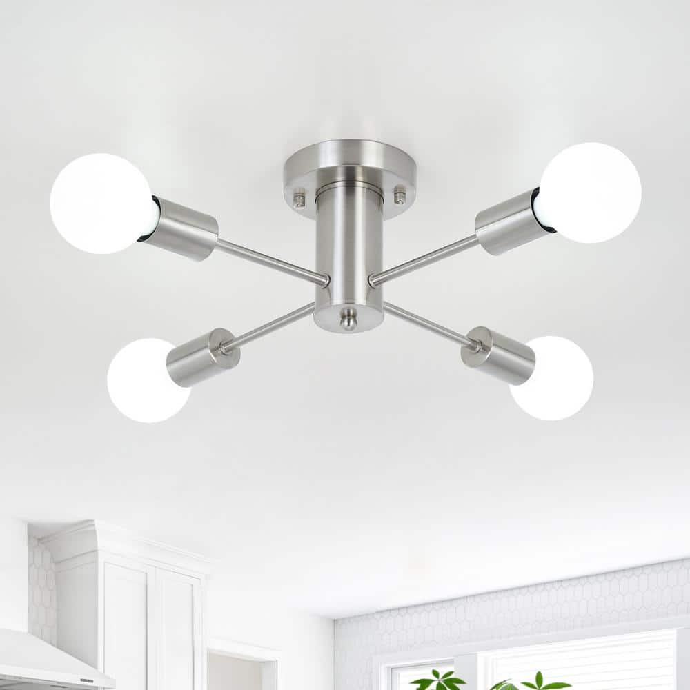 17.5'' Nickel 4-Light Linear Sputnik Ceiling Fixture