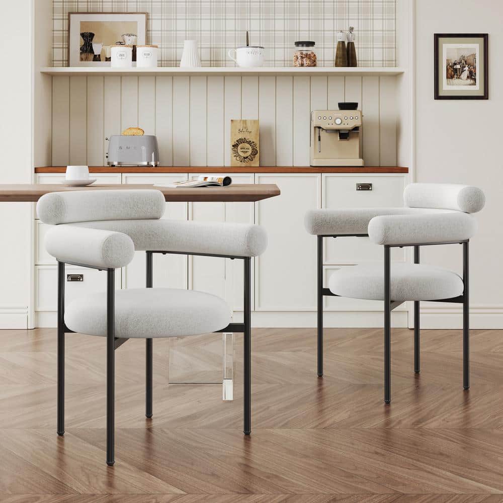 Outdoor Dining Chairs with Metal Legs and White Cushion Guard (Set of 2)