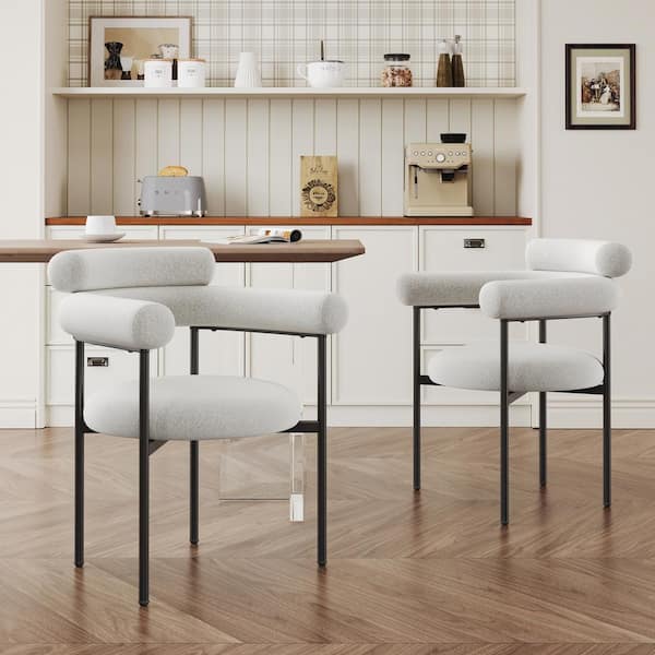 Unbranded Outdoor Dining Chairs with Metal Legs and White Cushion Guard (Set of 2)