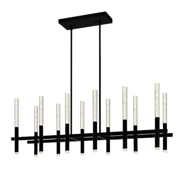 CWI Lighting Dragonswatch 12-Light Integrated LED Black Chandelier