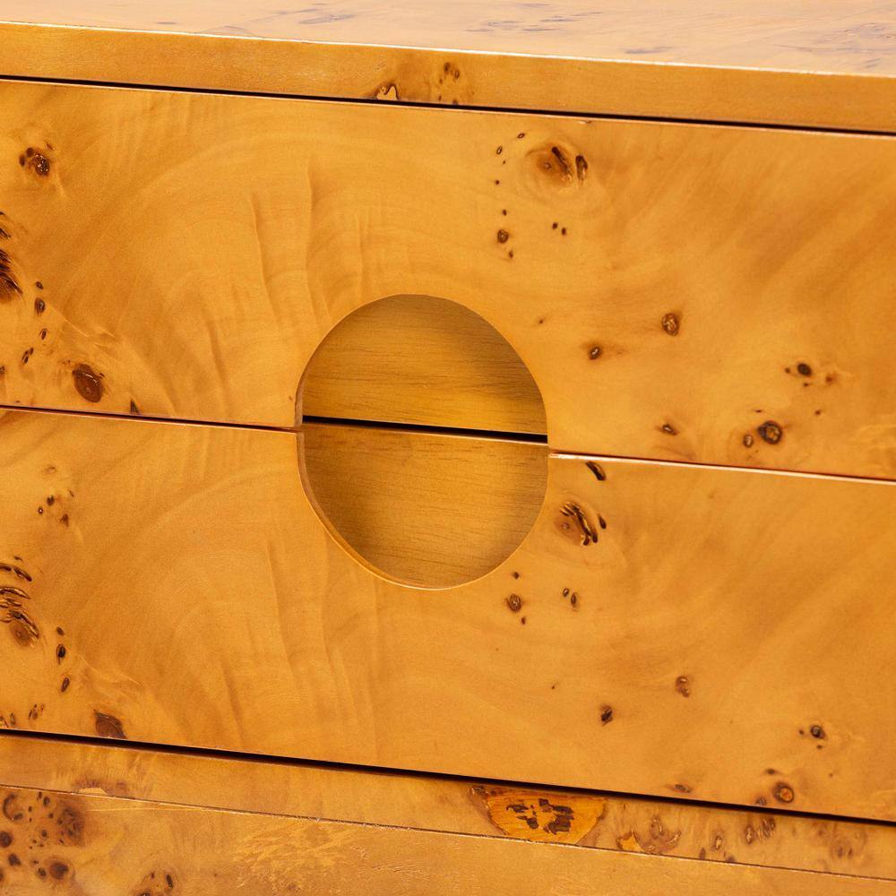 Kayla Light Mappa Burl Wood 2-Drawer Nightstand