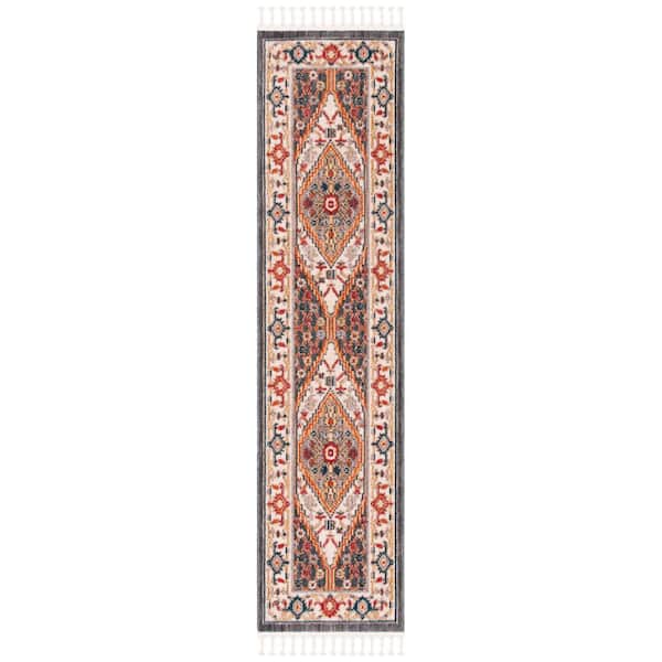 Farmhouse 2 ft. x 8 ft. Charcoal/Ivory Medallion Aztec Runner Rug