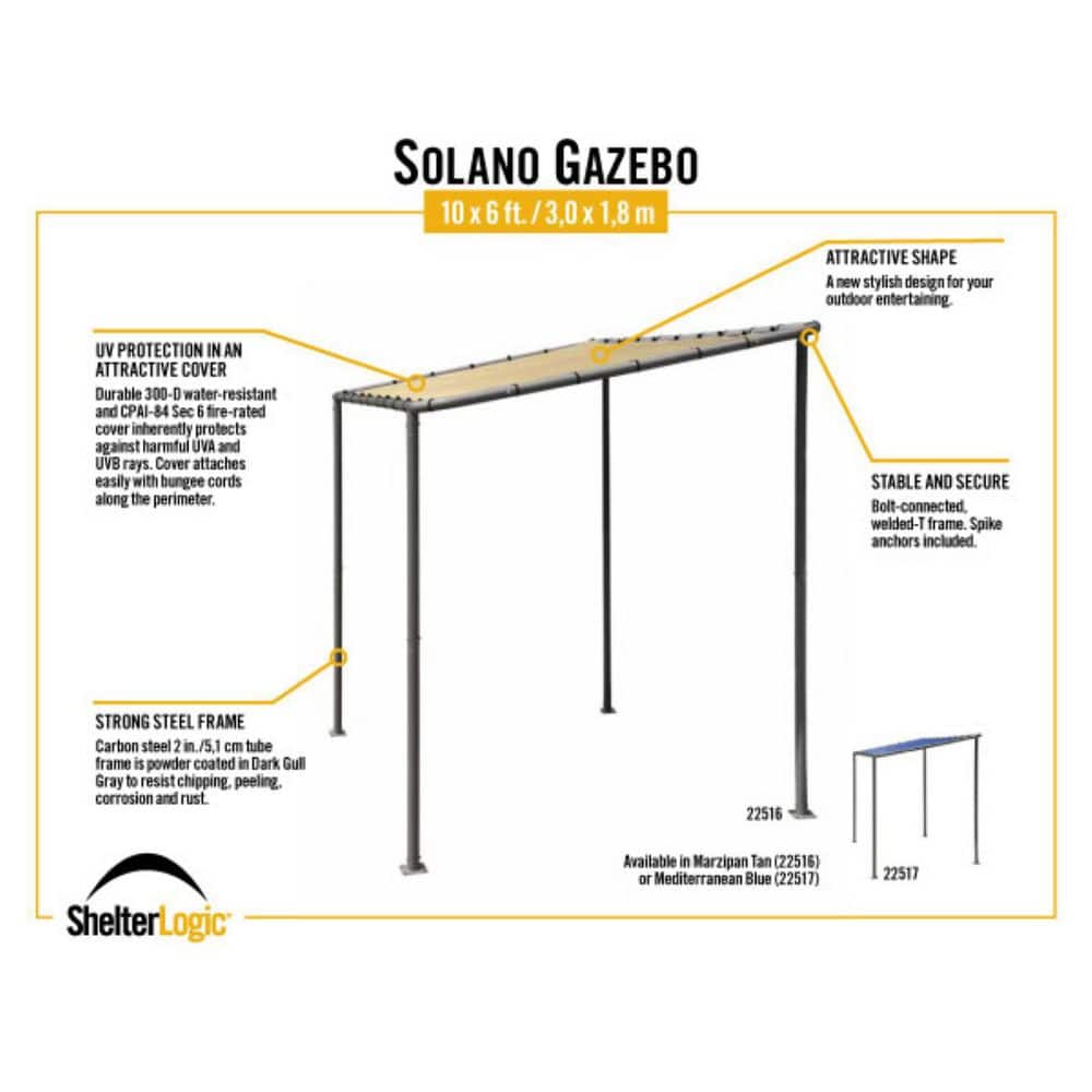 ShelterLogic 10' x 6' Beige Steel Frame Lean-To Canopy