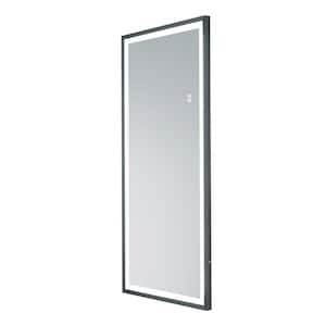 Venus 22 in. W x 48 in. H Full Length Dressing Mirror in Black Aluminum Frame with LED Light in White Color Dimmable