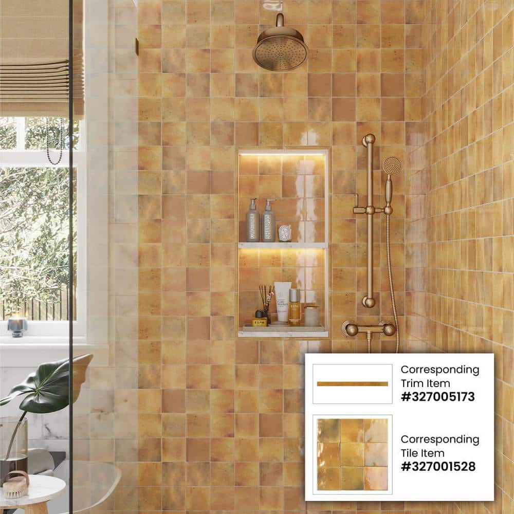 Antiek 4'' x 4'' Glossy Honey Orange Ceramic Tile