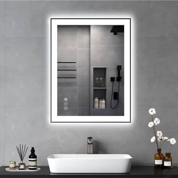 UPIKER Aura 48 in. W x 36 in. H Rectangular Frameless Anti-Fog Ceiling Wall Mount Bathroom Vanity Mirror in Silver