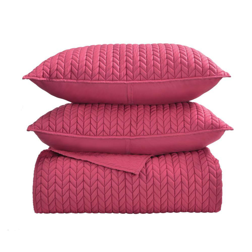Fuchsia Quilted Polyester Standard Sham with Zipper Closure
