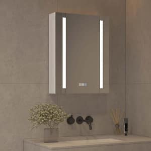 20 in. W x 26 in. H Rectangular Sliver Aluminum Recessed/Surface Mount Right Medicine Cabinet with Mirror and LED