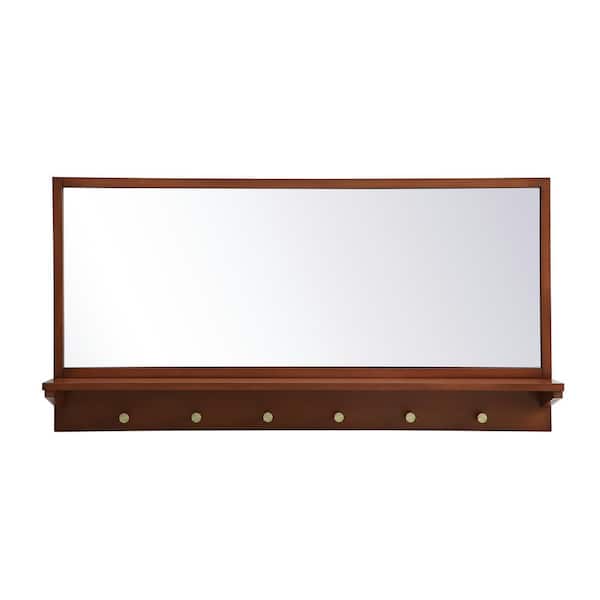 Unbranded Timeless Home 21 in. H x 42 in. W Pecan Farmhouse Entryway Rectangular Wall Mirror