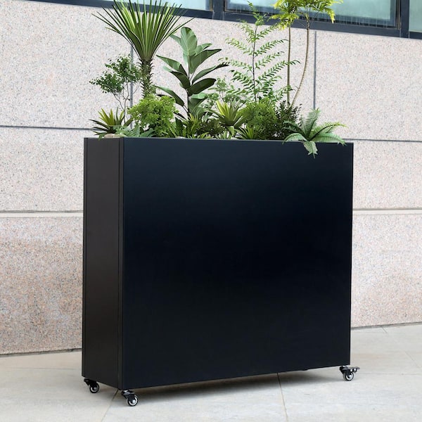Ejoy 40 in. x 36 in. x 12 in. Black Modern Steel Planter Box for