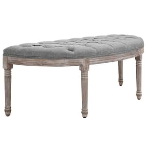 Grey Bench with Semi-Circle Hallway Design 19.25 in. x 56 in. x 19.25 in.