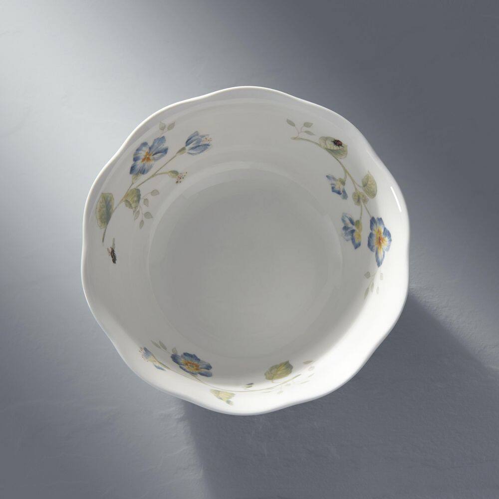 Large Colorful Ceramic All-Purpose Bowl with Scallop Embellishment