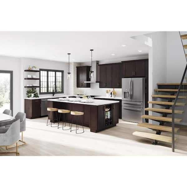 Shaker 18 in. W x 24 in. D x 84 in. H Assembled Pantry Kitchen Cabinet in Java