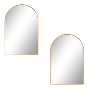 24 in. W x 36 in. H 2PCS Gold Mirrors Arched Wall Mirror Decorative for Over Sink Bathroom Entryway Hall, Living Room